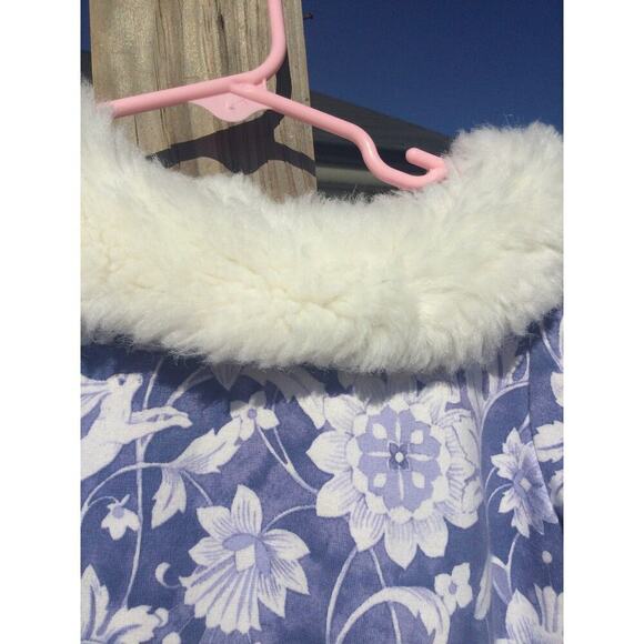 Janie and Jack Girls Dress Size 6 Blue Floral Fur Trim Ponte Rabbit Bunny Easter - Picture 6 of 9